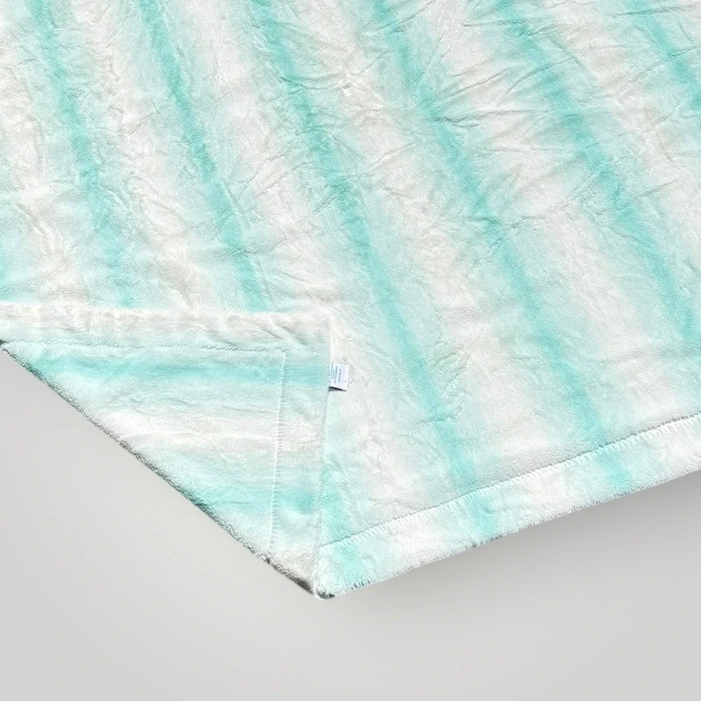 Simply Minky Plush Throw Blanket White Teal Blue Tie Dye Soft Cozy 60x46 USA